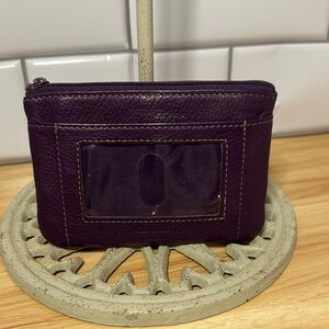 Purple Genuine Leather Zip Wallet ID Coin Pouch Y2K early 2000’s